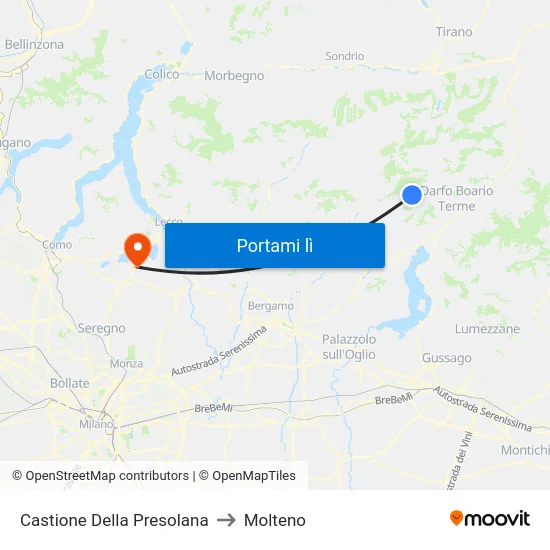 Castione Della Presolana to Molteno map