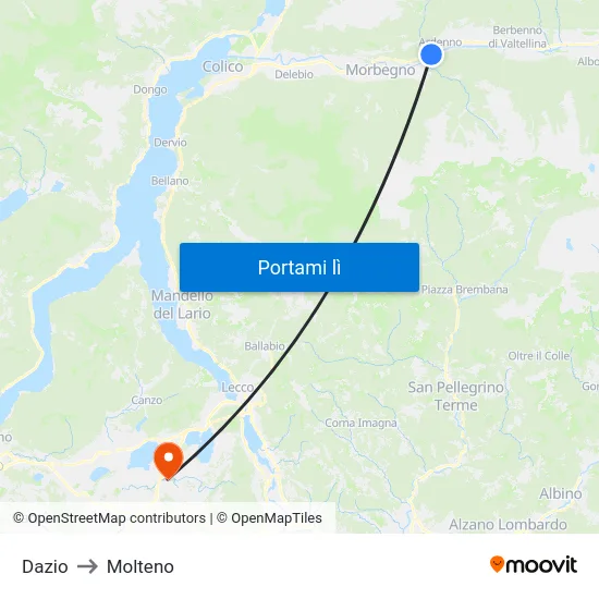 Dazio to Molteno map