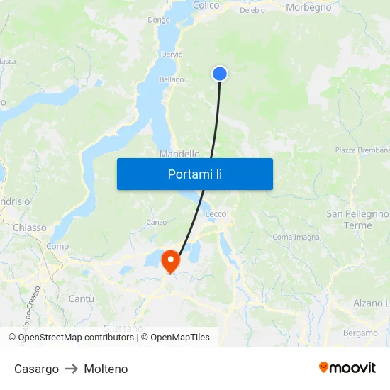 Casargo to Molteno map