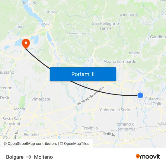 Bolgare to Molteno map