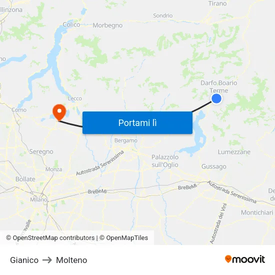 Gianico to Molteno map