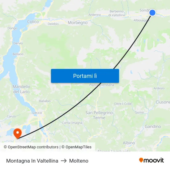 Montagna In Valtellina to Molteno map