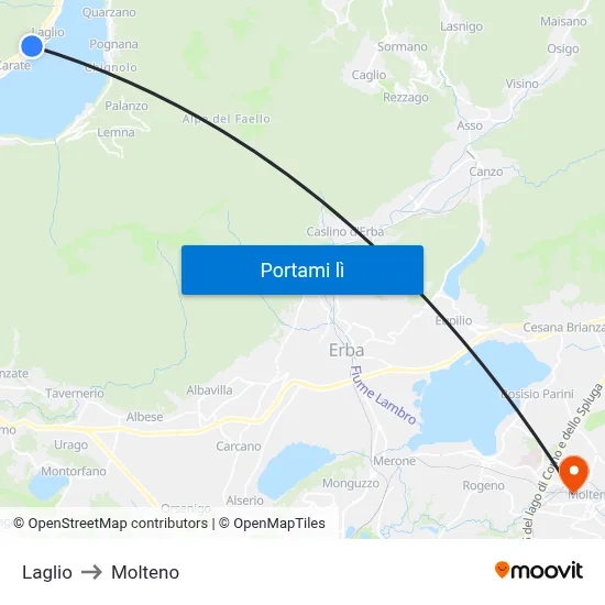 Laglio to Molteno map