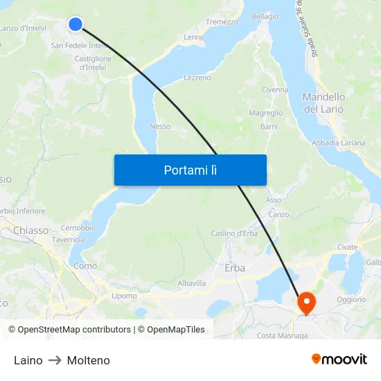 Laino to Molteno map