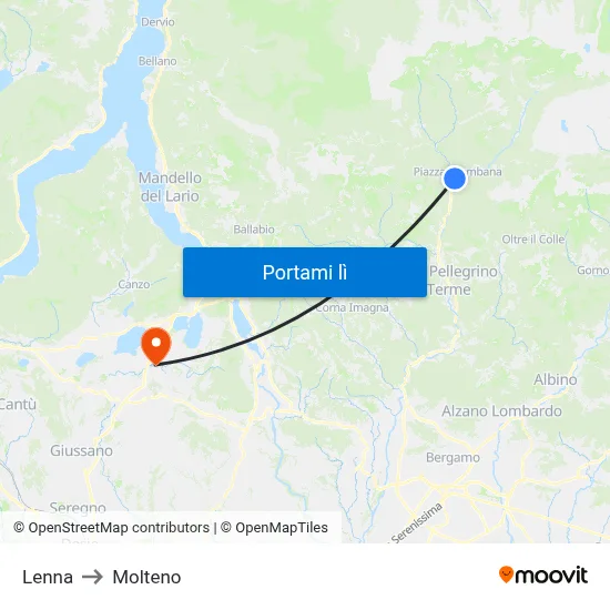 Lenna to Molteno map