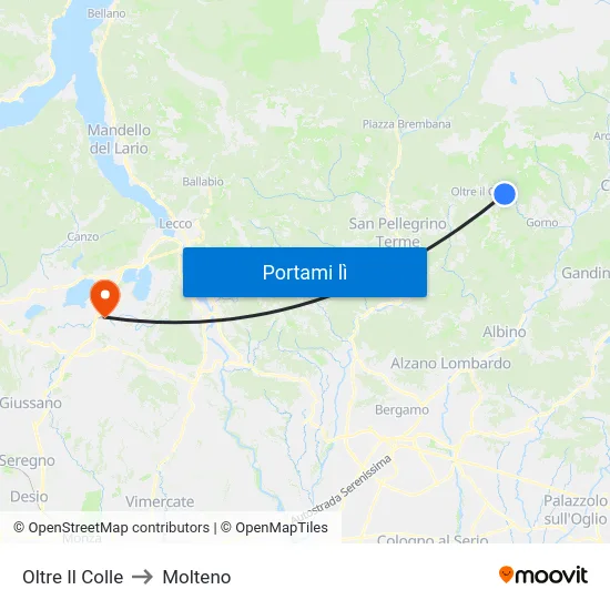 Oltre Il Colle to Molteno map