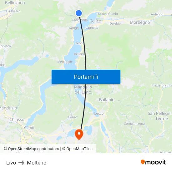 Livo to Molteno map