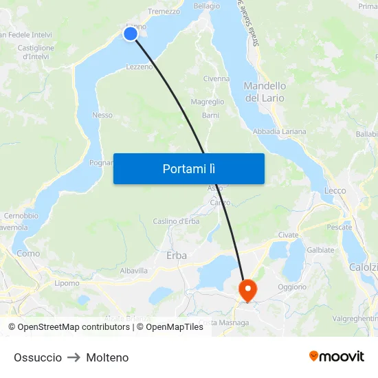 Ossuccio to Molteno map