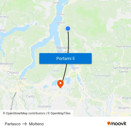 Parlasco to Molteno map