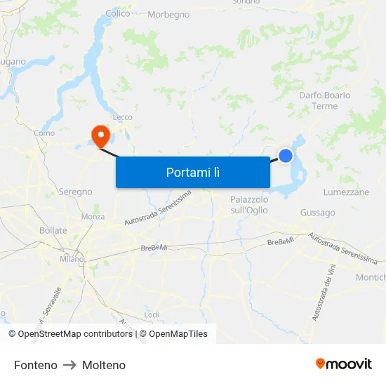 Fonteno to Molteno map