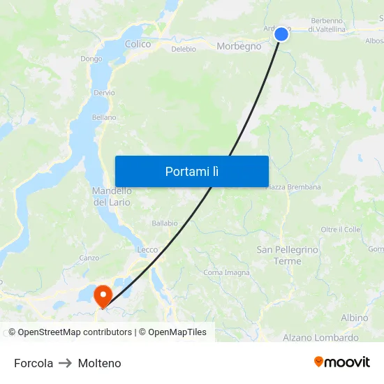 Forcola to Molteno map
