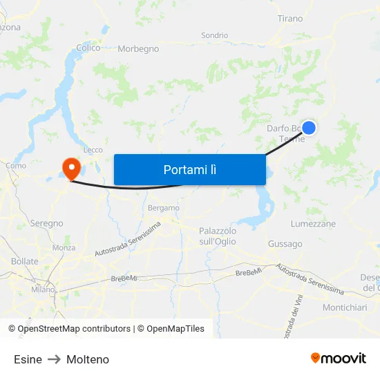 Esine to Molteno map