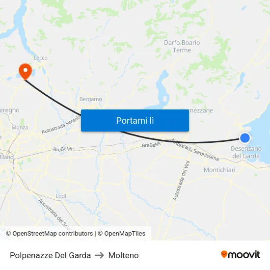 Polpenazze Del Garda to Molteno map