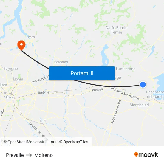 Prevalle to Molteno map