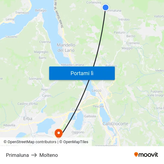 Primaluna to Molteno map