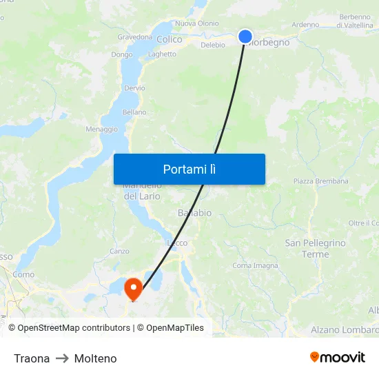 Traona to Molteno map