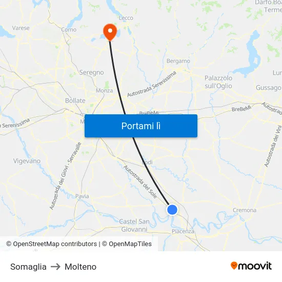 Somaglia to Molteno map