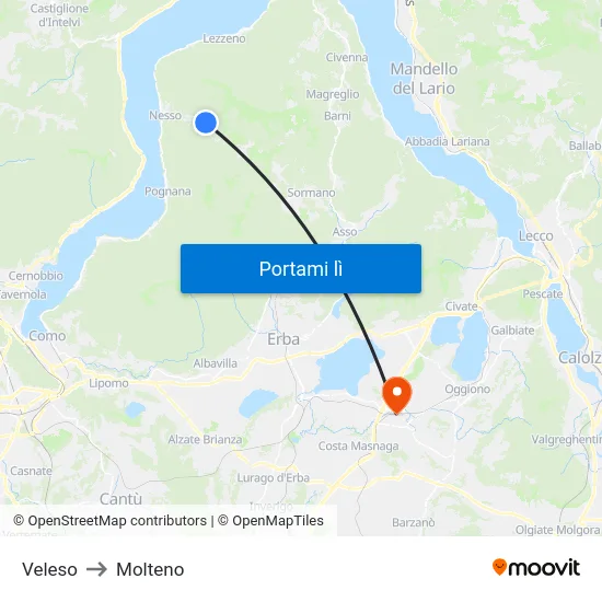 Veleso to Molteno map