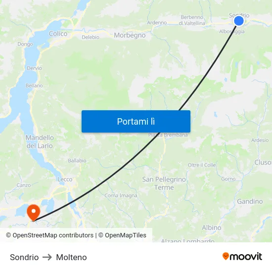 Sondrio to Molteno map