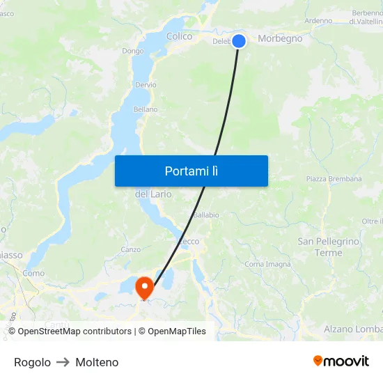 Rogolo to Molteno map