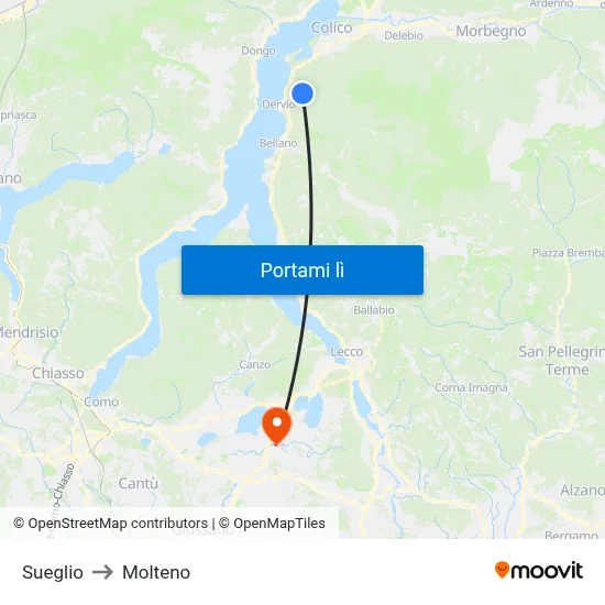 Sueglio to Molteno map