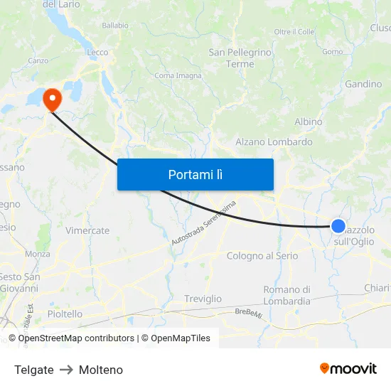 Telgate to Molteno map