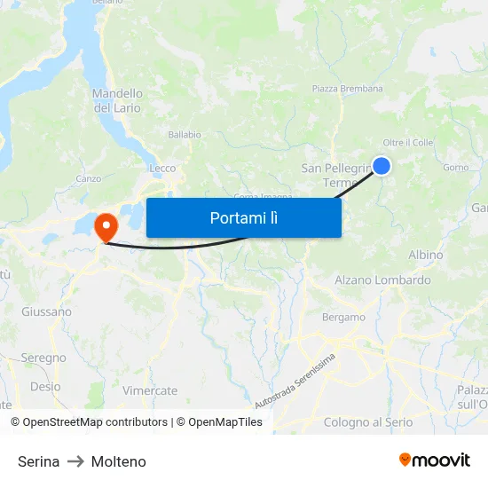 Serina to Molteno map