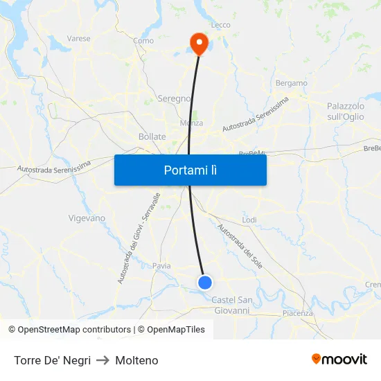 Torre De' Negri to Molteno map