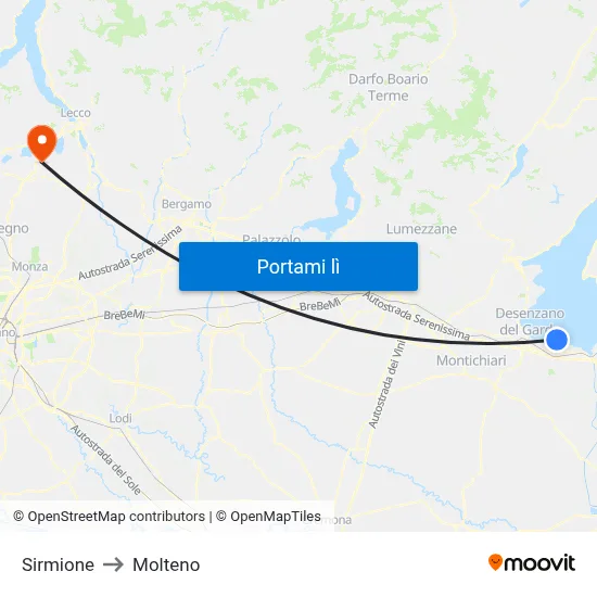 Sirmione to Molteno map