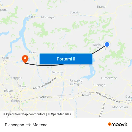 Piancogno to Molteno map