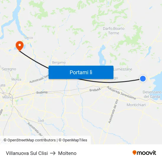 Villanuova Sul Clisi to Molteno map