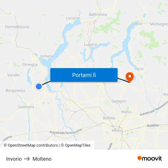Invorio to Molteno map