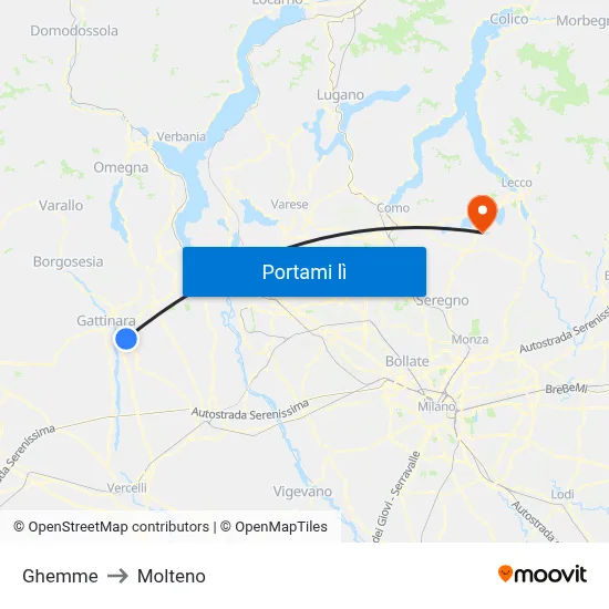 Ghemme to Molteno map