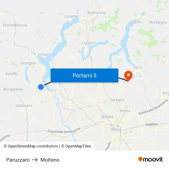 Paruzzaro to Molteno map