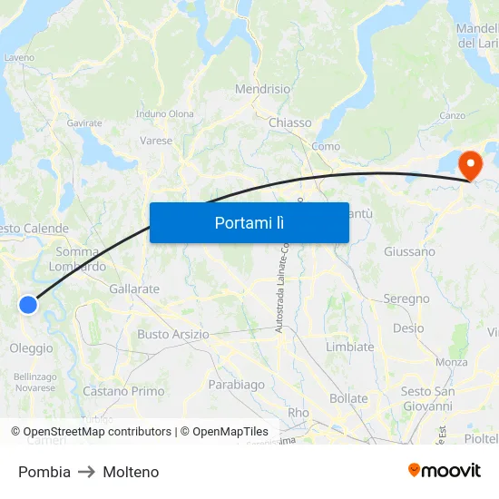 Pombia to Molteno map