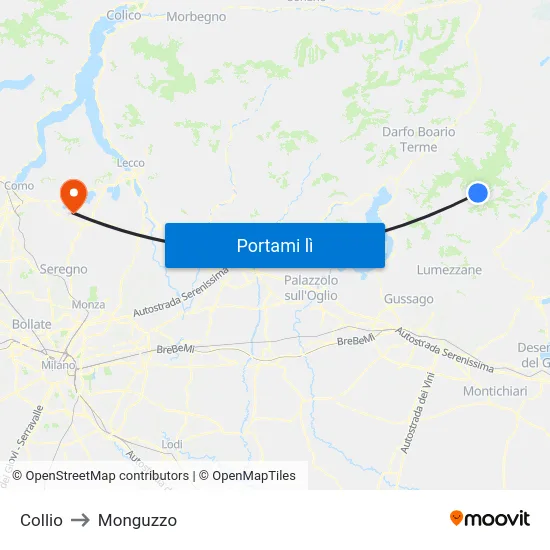 Collio to Monguzzo map