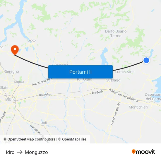 Idro to Monguzzo map