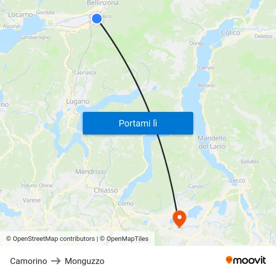 Camorino to Monguzzo map