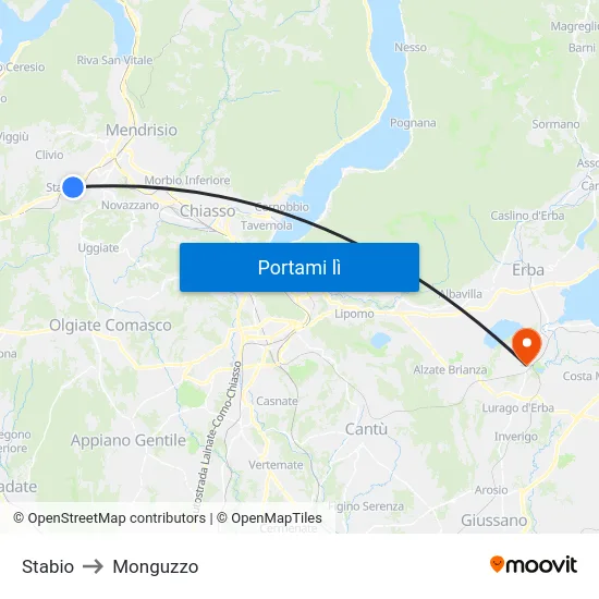 Stabio to Monguzzo map