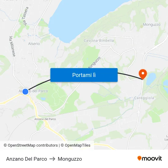 Anzano Del Parco to Monguzzo map
