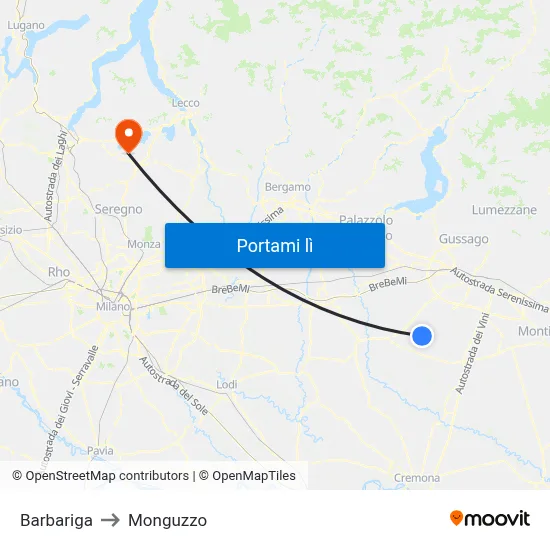 Barbariga to Monguzzo map