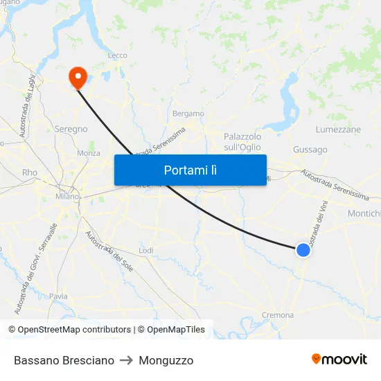 Bassano Bresciano to Monguzzo map