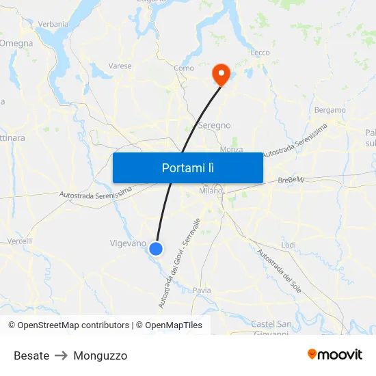 Besate to Monguzzo map