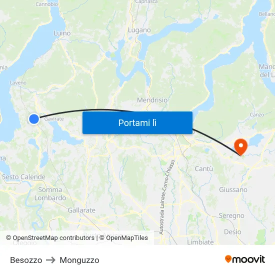 Besozzo to Monguzzo map