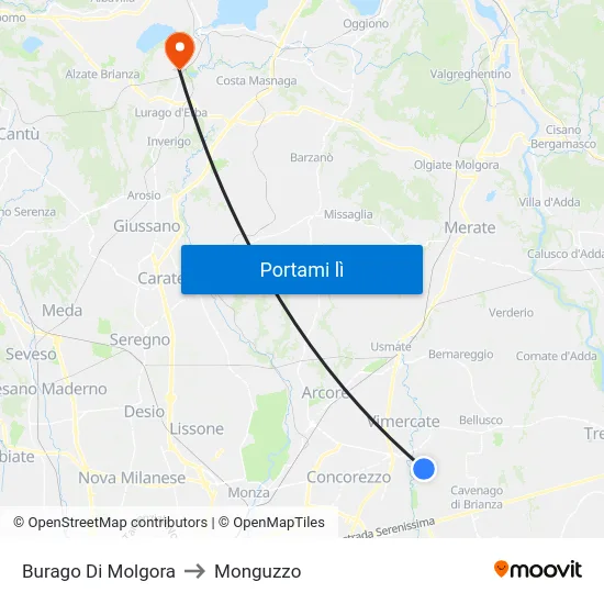 Burago Di Molgora to Monguzzo map