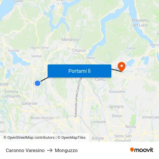 Caronno Varesino to Monguzzo map