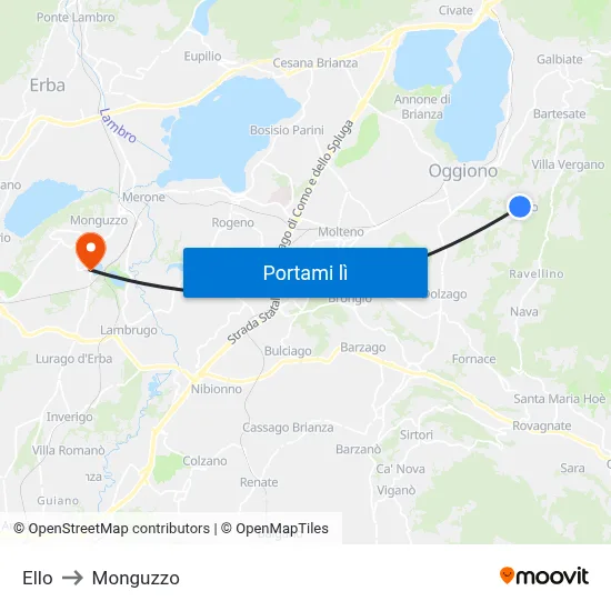 Ello to Monguzzo map