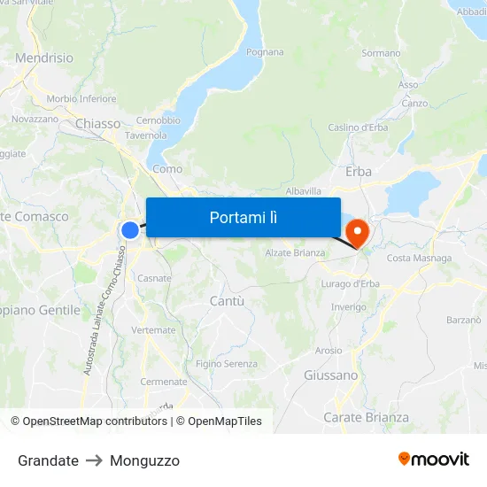 Grandate to Monguzzo map