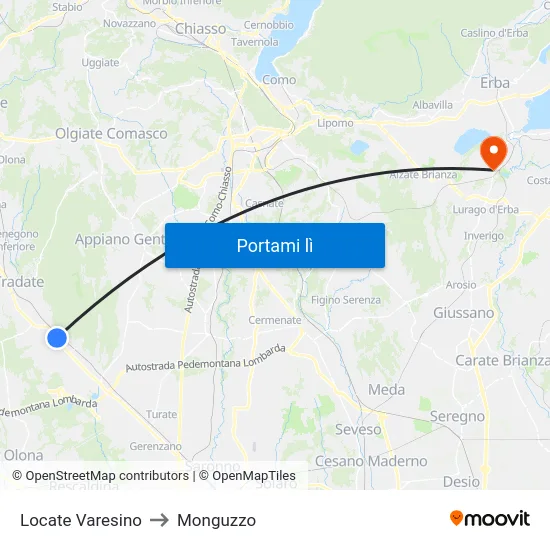 Locate Varesino to Monguzzo map