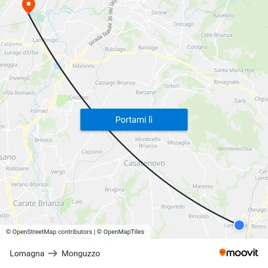 Lomagna to Monguzzo map